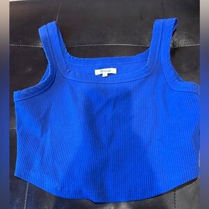 Madewell Ribbed Square Neck Tank - Cobalt Blue large